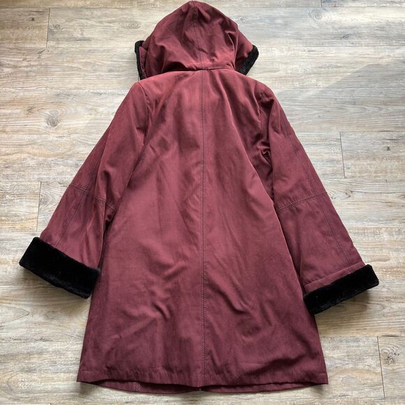 Utex Design Winter Coat Women's Small Oversized Full Length Faux Fur Vintage Red - Picture 2 of 10